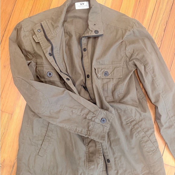 Panache Olive Utility Jacket with White Back Panel and Pink Heart Graphic Small - Picture 3 of 3